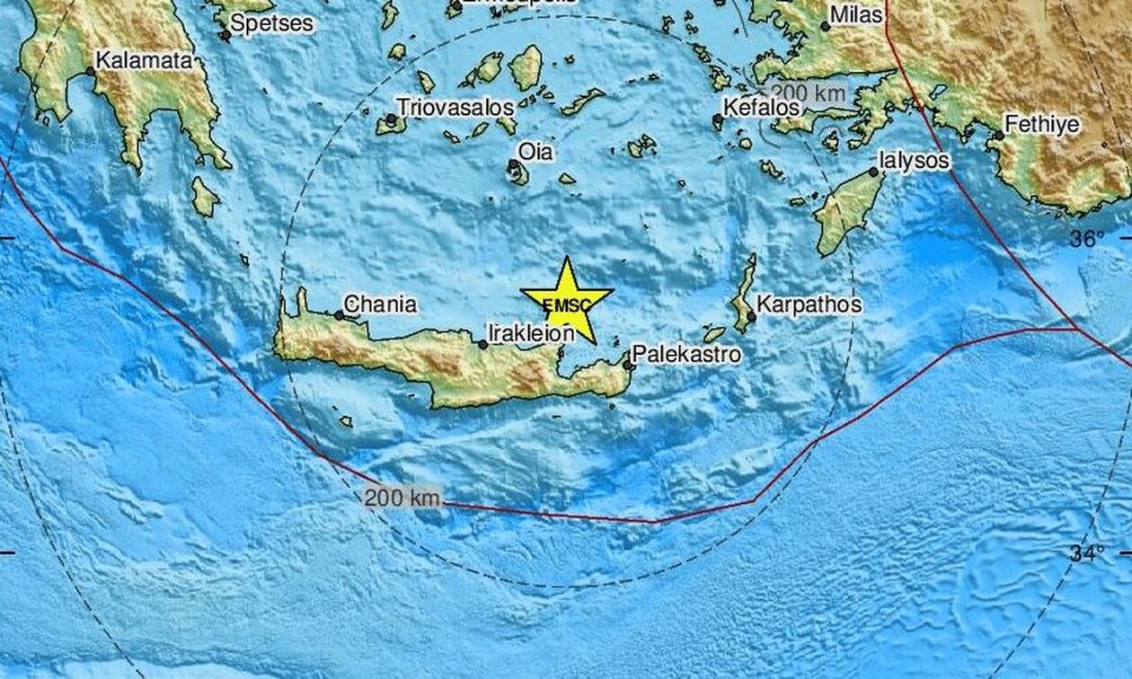 Σεισμός βόρεια του Λασιθίου - Κοντά στον Άγιο Νικόλαο το επίκεντρο