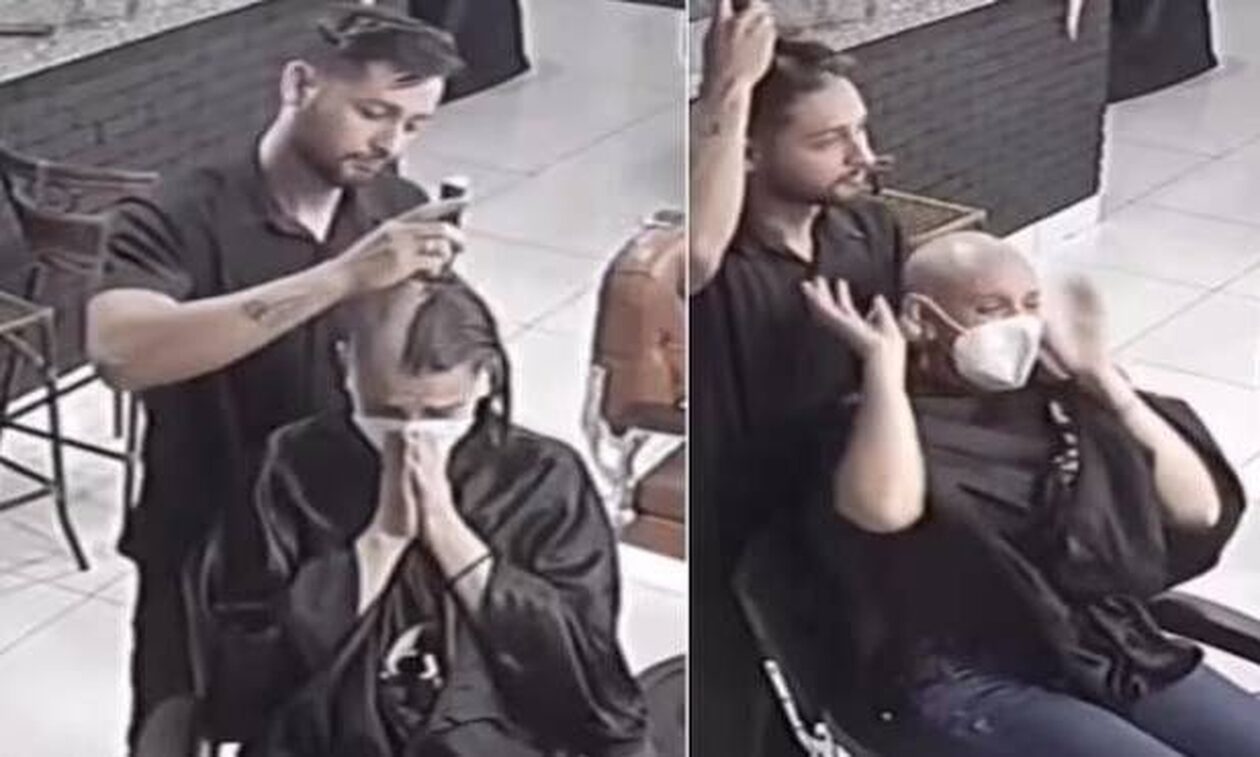 Κομμωτής ξυρίζει το κεφάλι του για να συμπαρασταθεί σε καρκινοπαθή πελάτισσά του (vid)