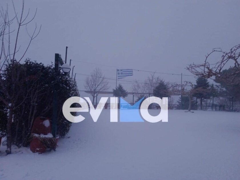 Κακοκαιρία Μπάρμπαρα: Χιόνια και τσουχτερό κρύο στην Εύβοια