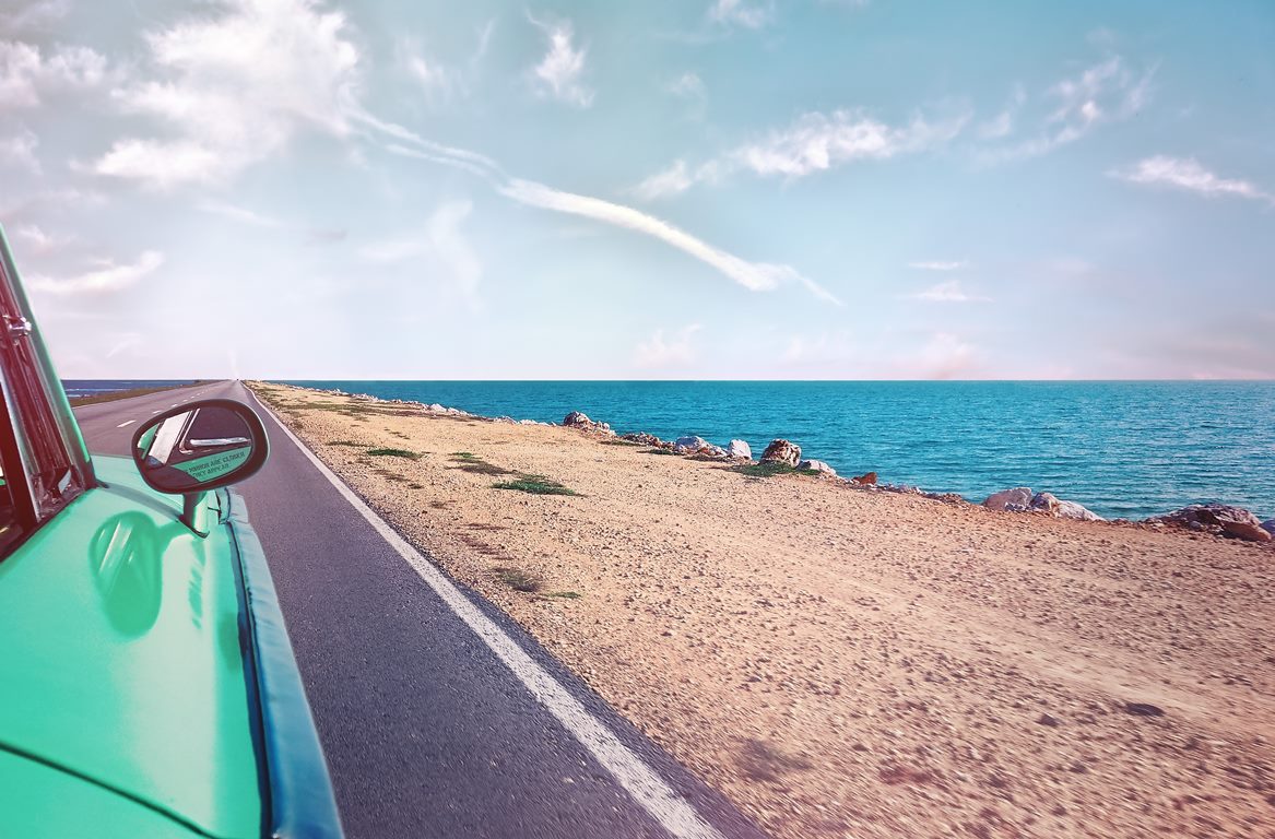 car, sea, road