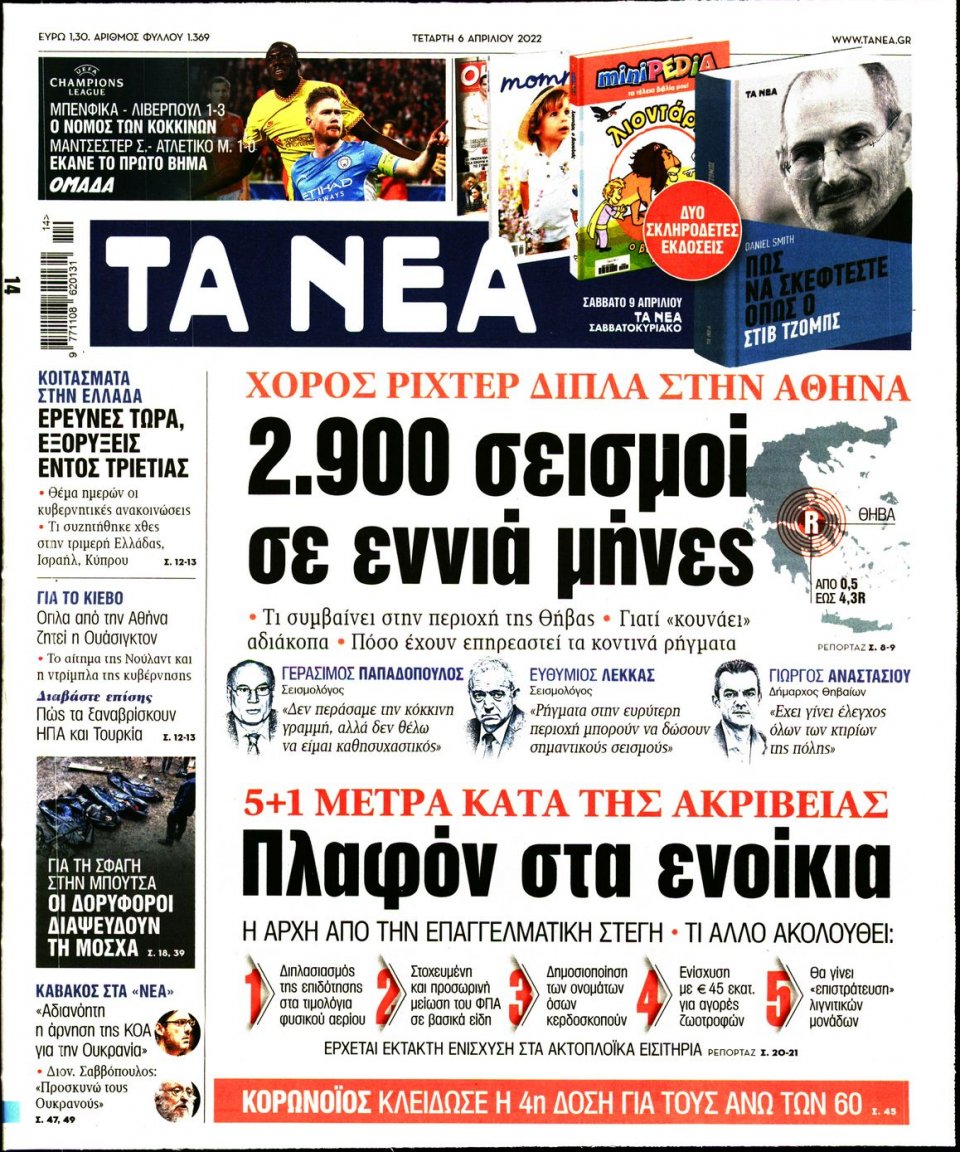 Πρωτοσέλιδο Εφημερίδας - Τα Νέα - 2022-04-06